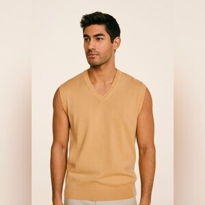 Men's Butter Yellow Sweater Vest by Donald Rose.